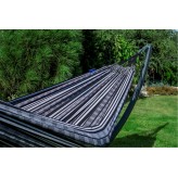 Hamac de grădină cu cadru galvanizat suport pentru 2 persoane, Hamac dublu 220x140 cm, Pereira 160 kg -Zebra