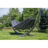 Hamac de grădină cu cadru suport Tytan pentru 2 persoane, Hamac dublu 230x160 cm, Pereira 200 kg - Zebra