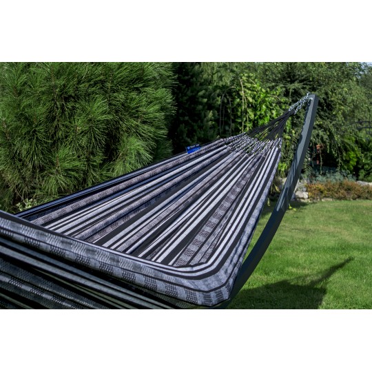 Hamac de grădină cu cadru suport aluminiu pentru 2 persoane, Hamac dublu 230x160 cm, Pereira 200 kg - Zebra