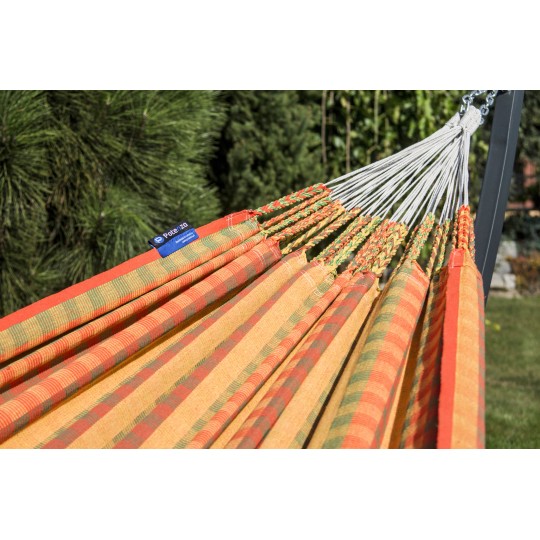 Potenza Hamac de grădină cu cadru Tytan suport pentru 2 persoane, Solid cadru, Morena 230x160cm, 220kg - curcuma