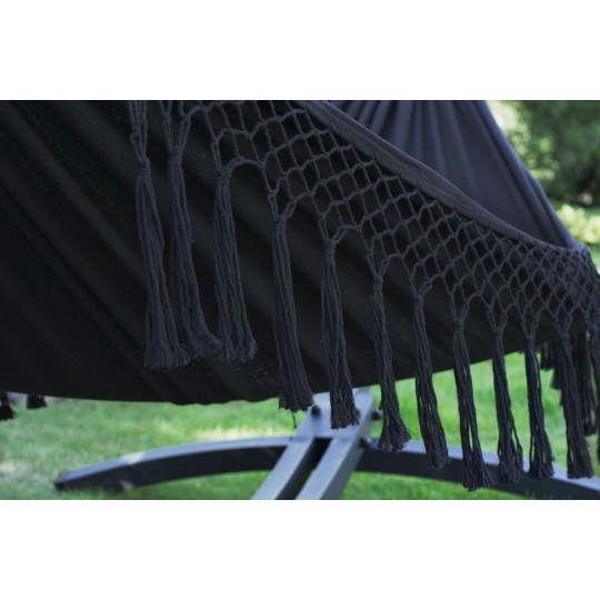 Potenza Hamac cu bara de grădină cu cadru suport Tytan pentru 2 persoane, Hamac dublu 220x160 cm, 200 kg - negru