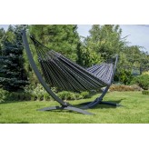 Hamac de grădină cu cadru suport galvanizat Tytan pentru 2 persoane, Hamac dublu 230x160 cm, Pereira 200 kg - Albastru-Verde