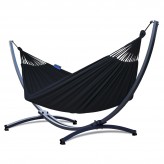 Hamac Potenza cu cadru galvanizat - 220 kg pentru 2 persoane I hamac - 220x160, 200kg I Cocoon - negru
