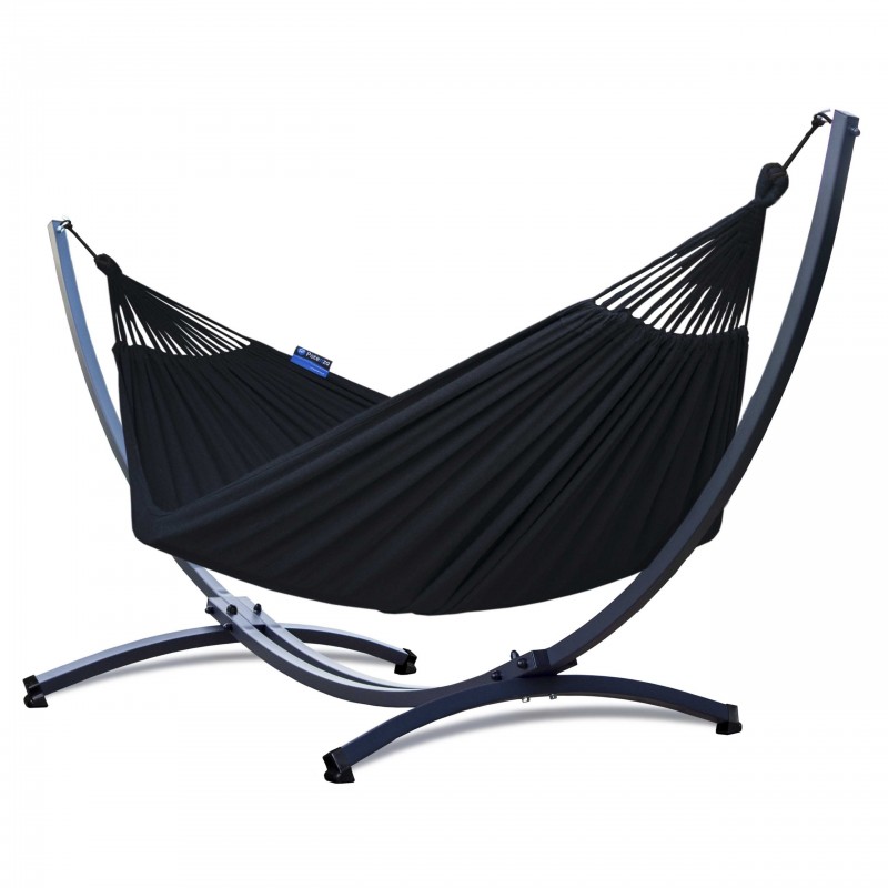 Hamac Potenza cu cadru galvanizat - 220 kg pentru 2 persoane I hamac - 220x160, 200kg I Cocoon - negru