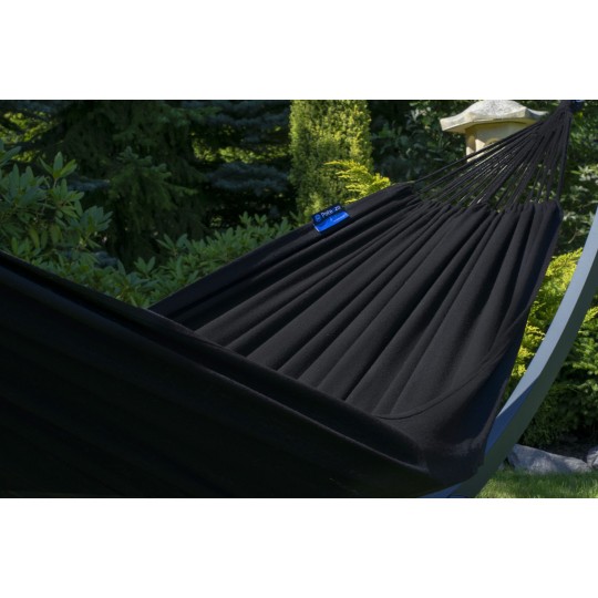 Hamac de grădină cu cadru suport pentru 2 persoane, Hamac dublu 220x160 cm, 200 kg - Negru