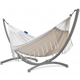 Potenza Hamac Potenza cu cadru galvanizat - 220 kg pentru 2 persoane I hamac - 220x160, 200kg I Cocoon Santia - Ecru