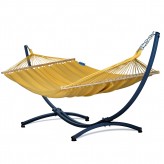 Hamac cu bara de grădină cu cadru suport pentru 2 persoane, Merida Hamac dublu 215x160 cm, 200 kg - aur