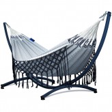 Hamac de grădină cu cadru suport pentru 2 persoane, Boho Medelin Hamac dublu 230x160 cm, 200 kg - B&W