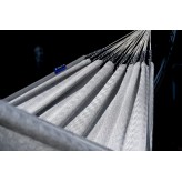 Hamac de grădină cu cadru suport pentru 2 persoane, Medelin Hamac dublu 230x160 cm, 200 kg -Negru-Alb