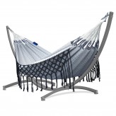 Hamac de grădină cu cadru suport pentru 2 persoane, Boho Medelin Hamac dublu 230x160 cm, 200 kg - B&W
