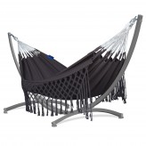 Hamac de grădină cu cadru suport pentru 2 persoane, Boho Medelin Hamac dublu 230x160 cm, 200 kg - Maro