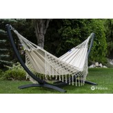 Hamac de grădină cu cadru suport pentru 2 persoane, Boho Medelin Hamac dublu 230x160 cm, 200 kg -Ecru