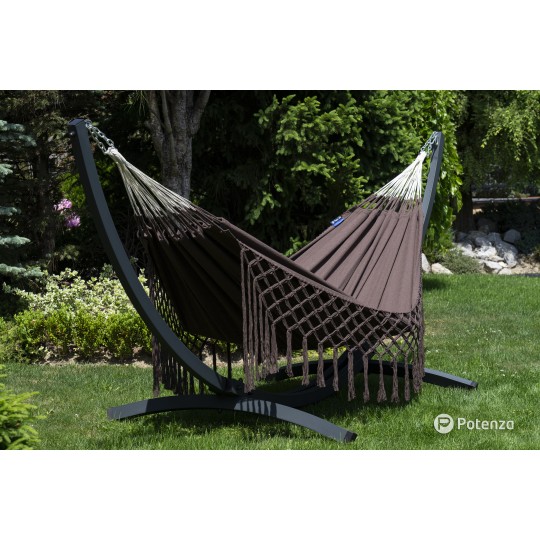 Hamac de grădină cu cadru Tytan solid suport pentru 2 persoane, Medelin 230x160cm I Coffee