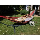Potenza Hamac Potenza cu cadru galvanizat - 220 kg pentru 2 persoane I hamac - 220x160, 200kg I Cocoon - Rosu
