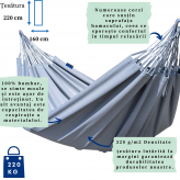 Hamac de grădină pentru 2 persoane, Merida Hamac dublu 220x160 cm, 220 kg - Albastru