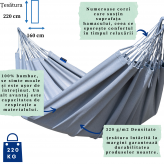Potenza Hamac de grădină cu cadru suport pentru 2 persoane, Un cadru de hamac mare și solid 350kg, Merida Hamac dublu - gri
